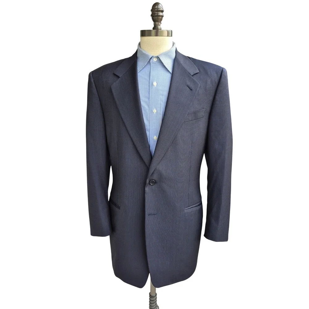 Canali for Bloomingdale's Navy Blue Pure Wool Sport Coat Italy 42 L Suit‎ Jacket
